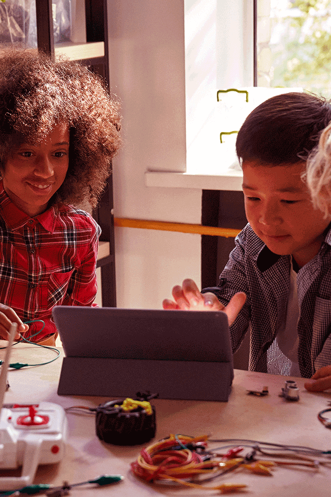 Students working on a tablet